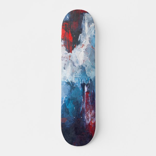 Crimson Blue Vapor Abstract Skateboard (Framsida)