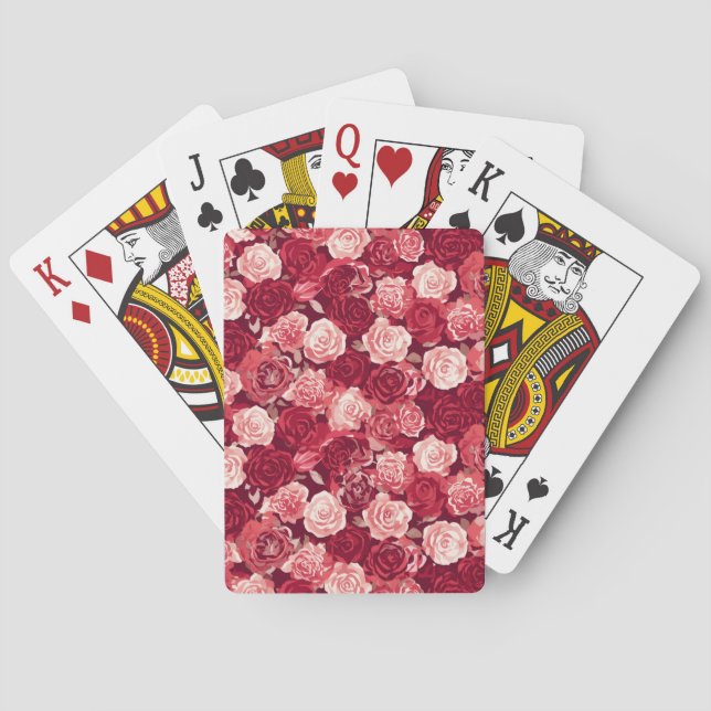Crimson & Blush Seamless Rose Pattern Casinokort (Baksidan)