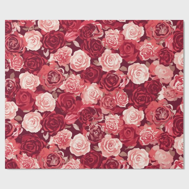 Crimson & Blush Sömlös Rosmönster Presentpapper (Platt)