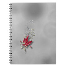 Crimson Butterfly Bloom Spiral anteckningsbok