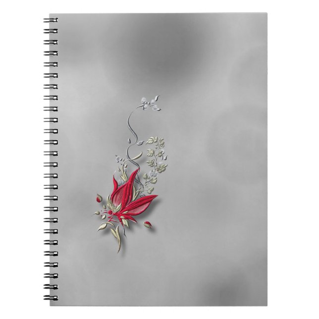 	Crimson Butterfly Bloom Spiral anteckningsbok  (Framsidan)