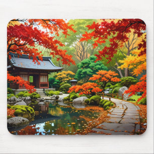 Crimson Cascade - Hösten i en japansk Garden Musmatta