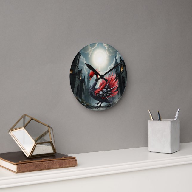 Crimson Cathedral Swan. Rund Klocka (Kontor)