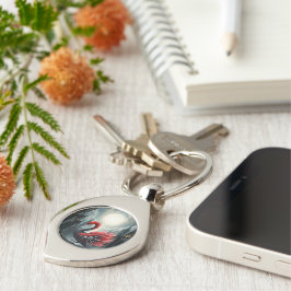 Crimson Cathedral Swan. Swirl Silverfärgad Nyckelring