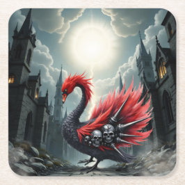 Crimson Cathedral Swan. Underlägg Papper Kvadrat