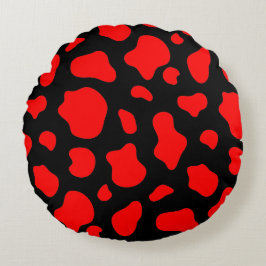 Crimson & Charcoal Spotted Decorative Pillow  Rund Kudde