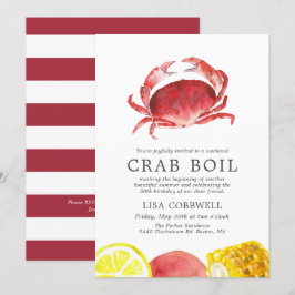 Crimson Crab | 50:e födelsedagskrubbskädda Inbjudningar