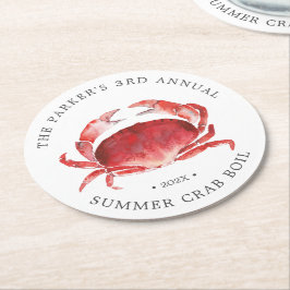 Crimson Crab Crab Boil Underlägg Papper Rund