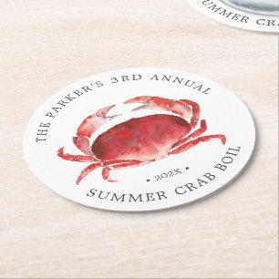 Crimson Crab Crab Boil Underlägg Papper Rund