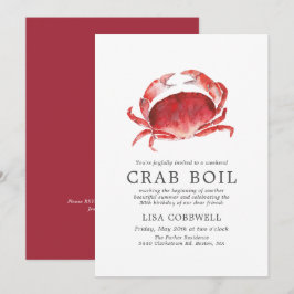 Crimson Crab | Minimal födelsedagshackbåt Inbjudningar