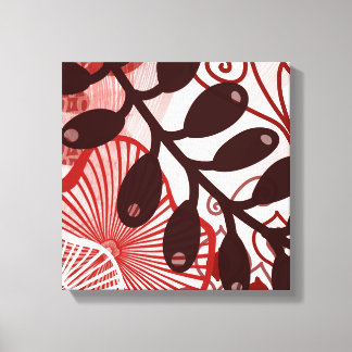 Crimson Currents – Modern Abstract Botanical Art Canvastryck