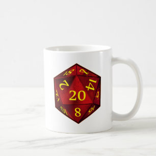 Crimson D&D d20 och guld AVFYRAR matrisen Kaffemugg