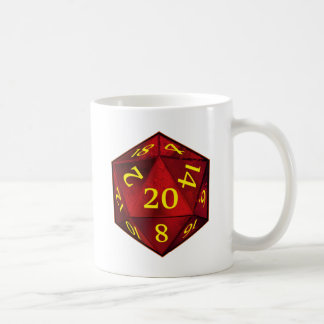 Crimson D&D d20 och guld AVFYRAR matrisen Kaffemugg
