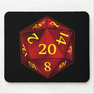 Crimson D&D d20 och guld AVFYRAR matrisen Musmatta