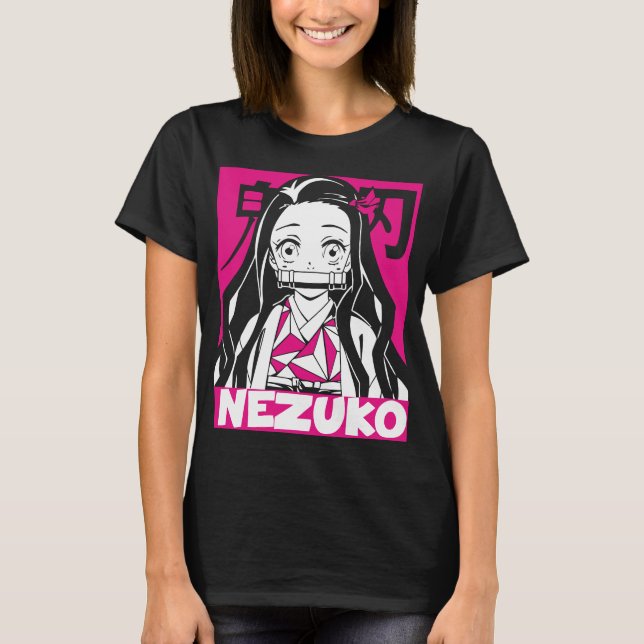 Crimson Demon Charmer: Nezuko Anime-Inspired T Shirt (Framsida)