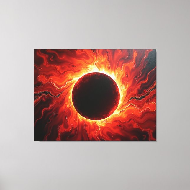 Crimson Eclipse - Fiery Red & Black 40"x32" Canvastryck (Framsida)