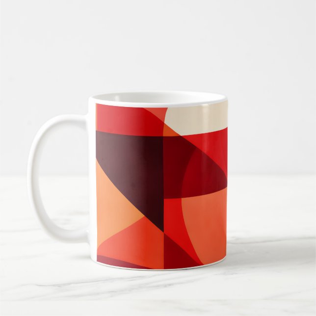 Crimson Ember Geometric Abstract Kaffemugg (Vänster)