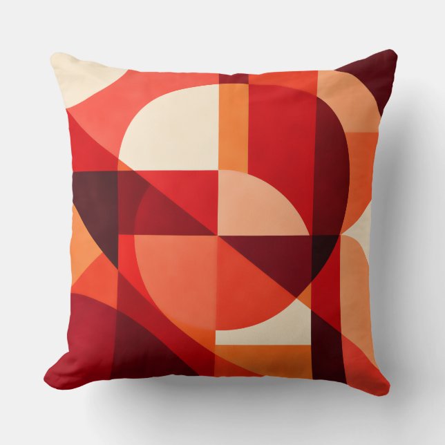 Crimson Ember Geometric Abstract Kudde (Framsida)
