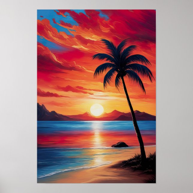 Crimson Evening av Beach Poster (Framsidan)