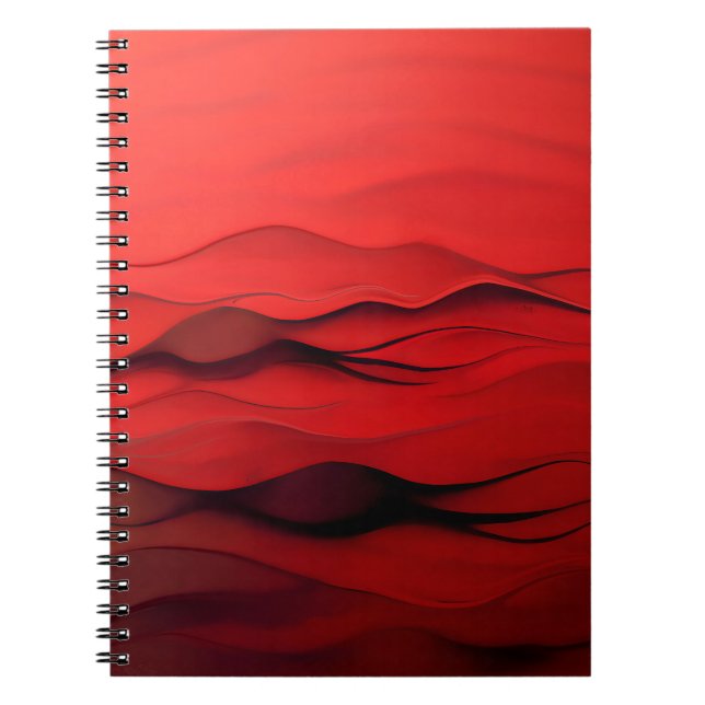 Crimson Flow – Abstract Red Waves of Motion Anteckningsbok (Framsidan)