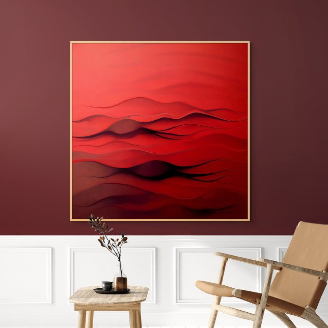 Crimson Flow – Abstract Red Waves of Motion Canvastryck (Crimson Flow – Abstract Red Waves)