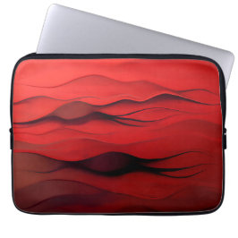 Crimson Flow – Abstrakt röda rörelser Laptop Fodral