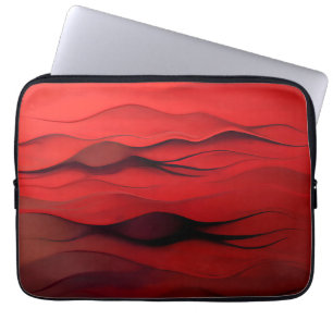 Crimson Flow – Abstrakt röda rörelser Laptop Fodral