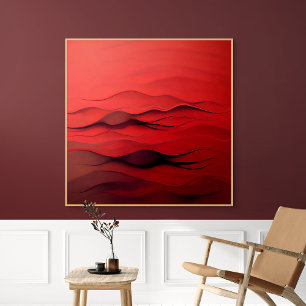 Crimson Flow – Abstrakt röda vågor i rörelse Poster