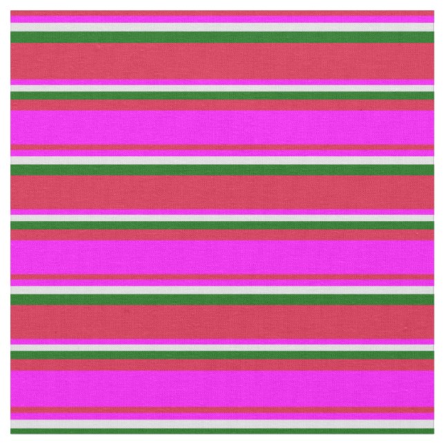 Crimson, Fuchsia, Lavender och Mörk grönt Linjer Tyg (Närbild)