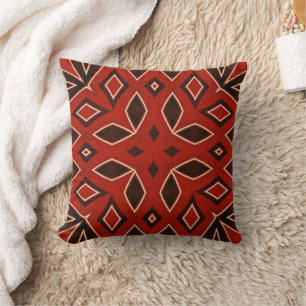 Crimson Geometric Kaleidoscope Kudde