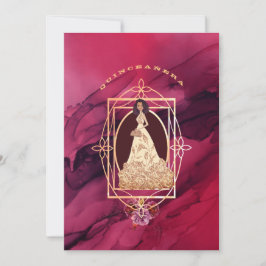 Crimson Glow Quinceañera Tiara-inbjudan Inbjudningar