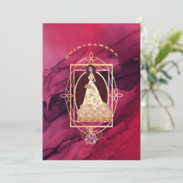 Crimson Glow Quinceañera Tiara-inbjudan Inbjudningar