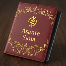 Crimson & Gold Asante Sana "Gye Nyame" Adinkra Her Passfodral