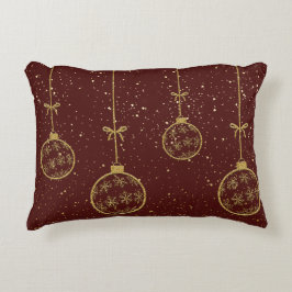 Crimson & Gold Ornament Christmas Accent Pillow Prydnadskudde
