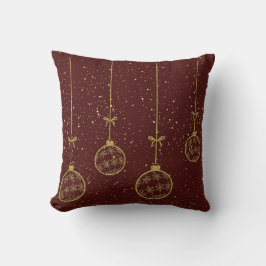 Crimson & Gold Ornament Christmas Throw Pillow Kudde