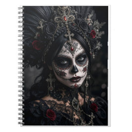 Crimson Gothic Calavera – Svart Ros Anteckningsbok