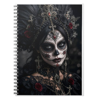 Crimson Gothic Calavera – Svart Ros Anteckningsbok