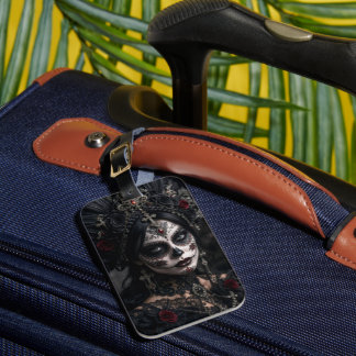 Crimson Gothic Calavera – Svart Ros Bagagebricka