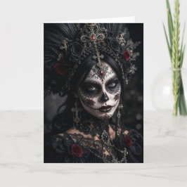 Crimson Gothic Calavera – Svart Ros Kort