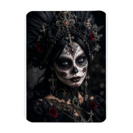 Crimson Gothic Calavera – Svart Ros Magnet