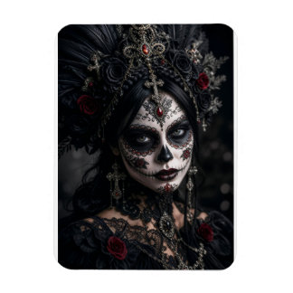 Crimson Gothic Calavera – Svart Ros Magnet
