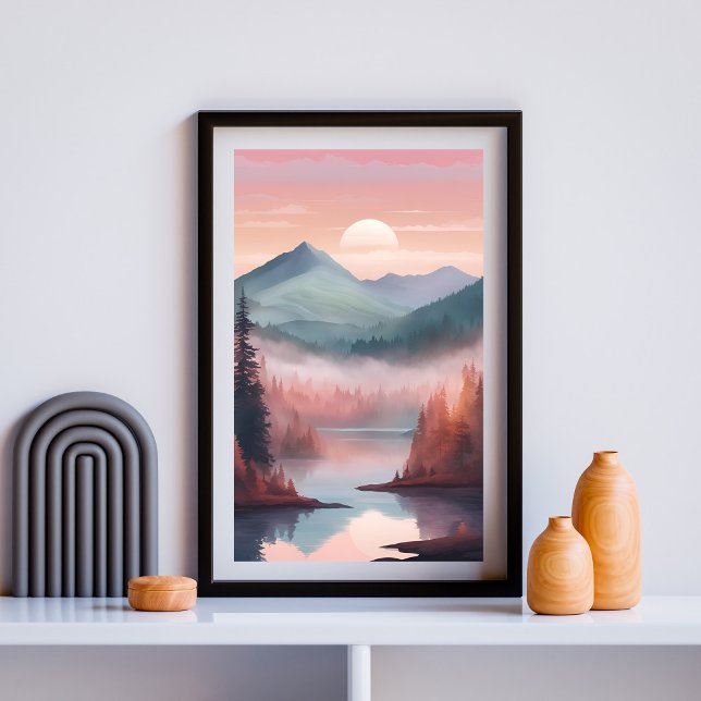 Crimson Gräs - Dreamy Forest Sunrise Landscape Ar Poster (Skapare uppladdad)