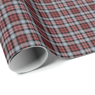 Crimson, grått och svart sportig pläd presentpapper