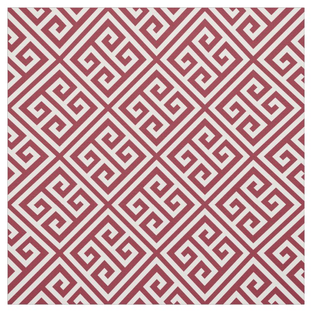 Crimson Grekiska Nyckel Tyg (Provkarta)