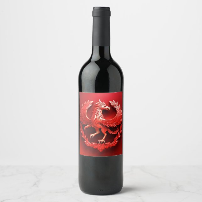 Crimson Guardian: Red Dragon Engraved Vin Flaska Vinflaska Etikett (Framsida)