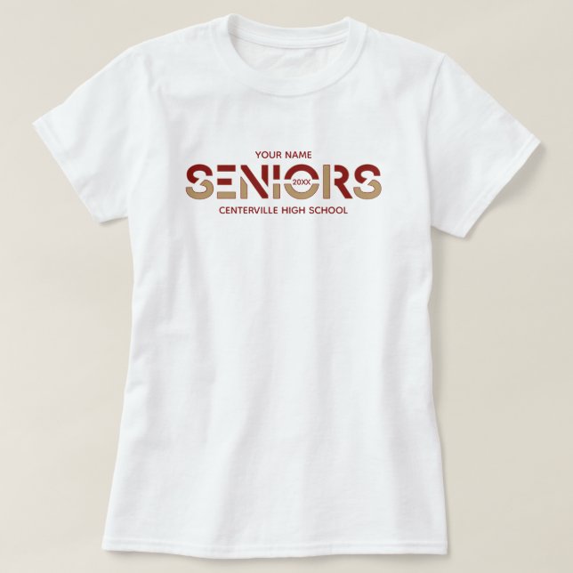 Crimson & Guld 2-Färg-sensorer i segmenterad Brev T Shirt (Design framsida)