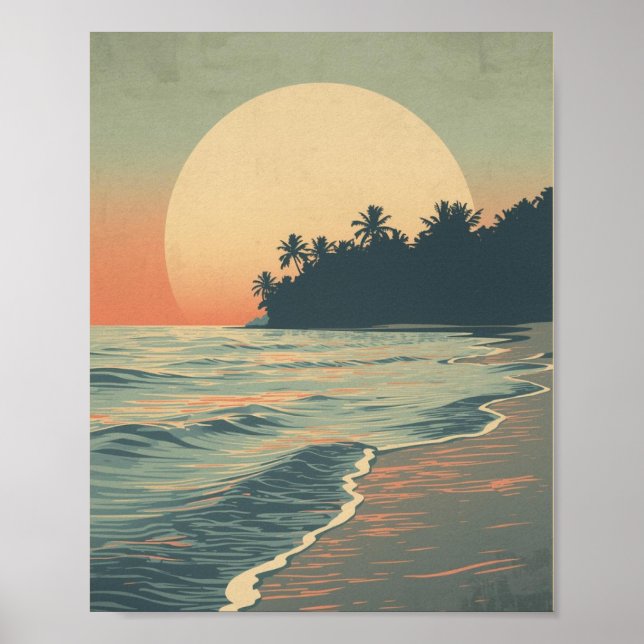 Crimson Horizon: Serene Sea Sunset Poster (Framsidan)