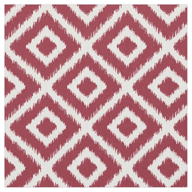 Crimson Ikat Diamonds Tyg (Närbild)
