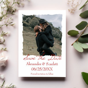 Crimson Jagged Ram Photo Save Date Meddelande