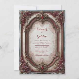 Crimson Jewel Baroque Wedding Inbjudningar